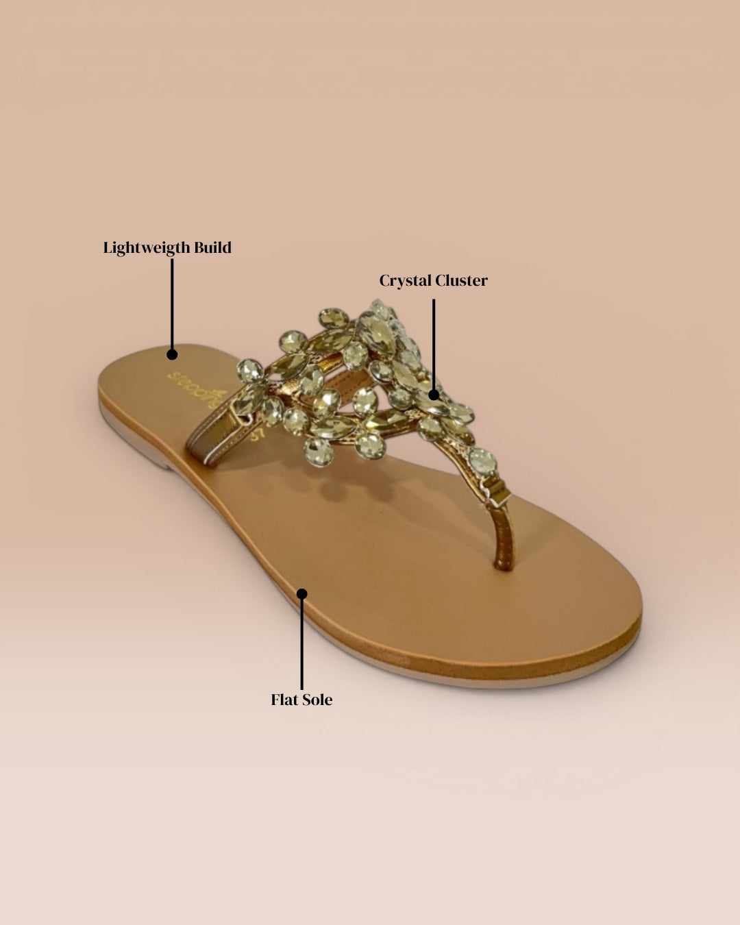 Antique Stone-Embellished T-Strap Flats