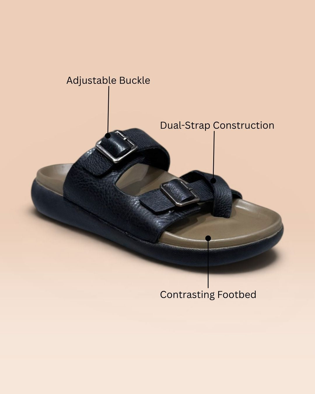 Black Toe-ring Comfort Sandals