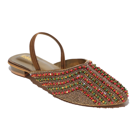 Beaded Mules with ankle strap