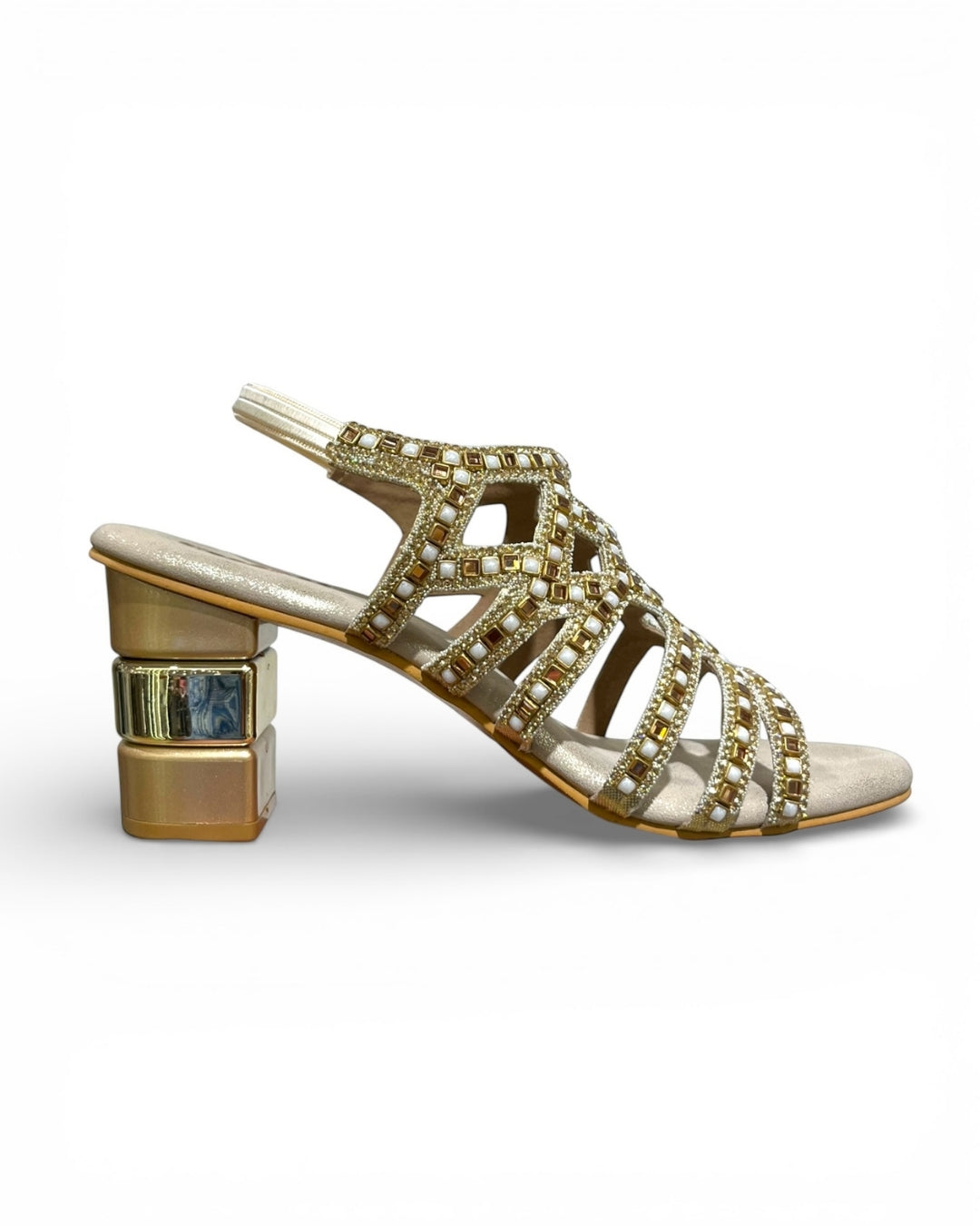 Embellished Ethnic Block Sandals