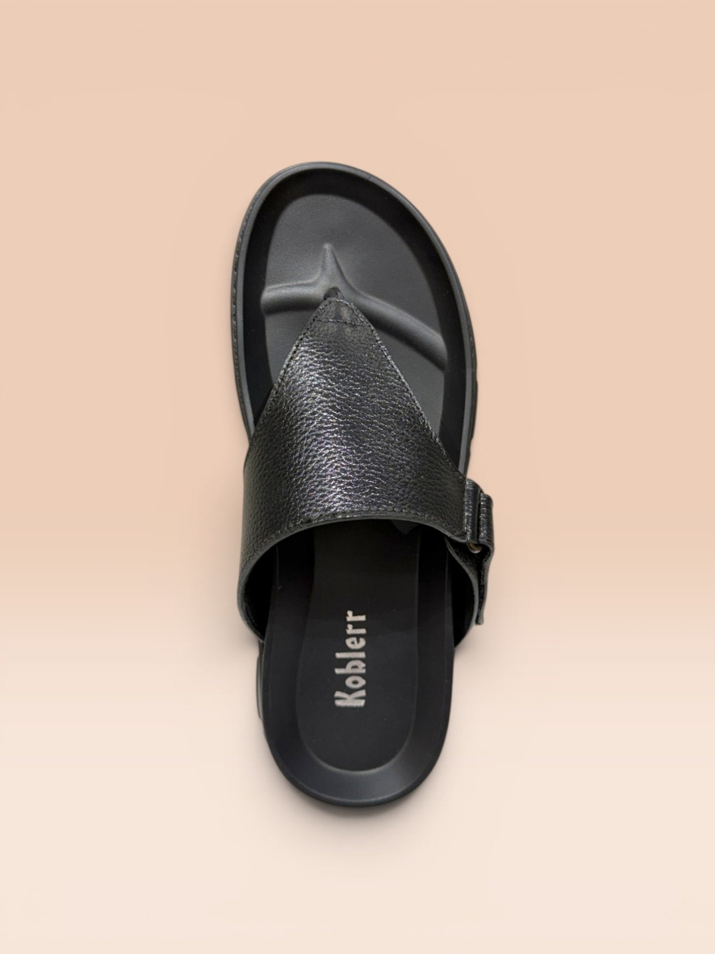 Men's Black Thong-Strap Sandals