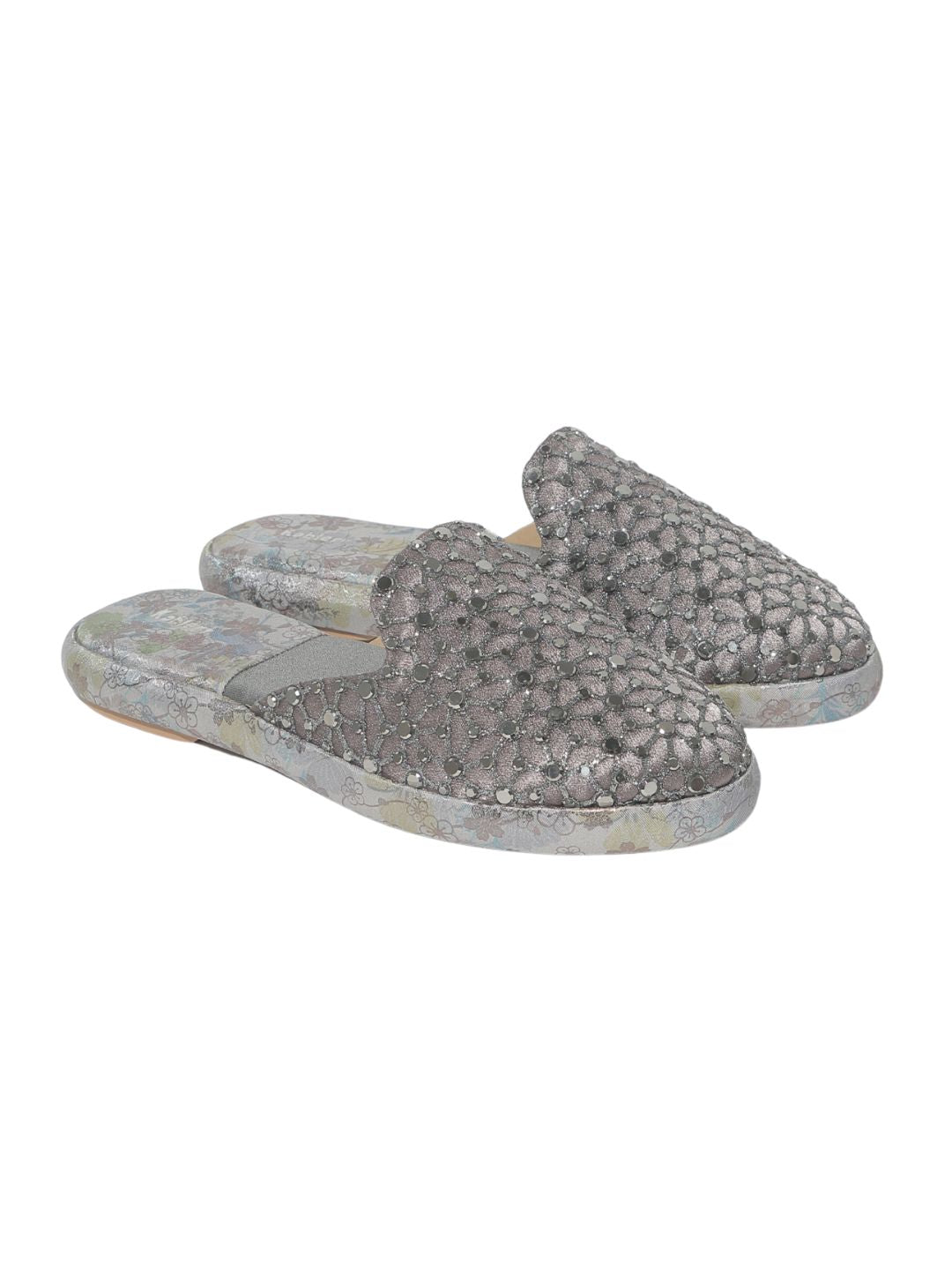 Grey Ethnic Mules