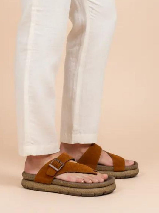 Tan Buckle Detailed Comfort Sandals