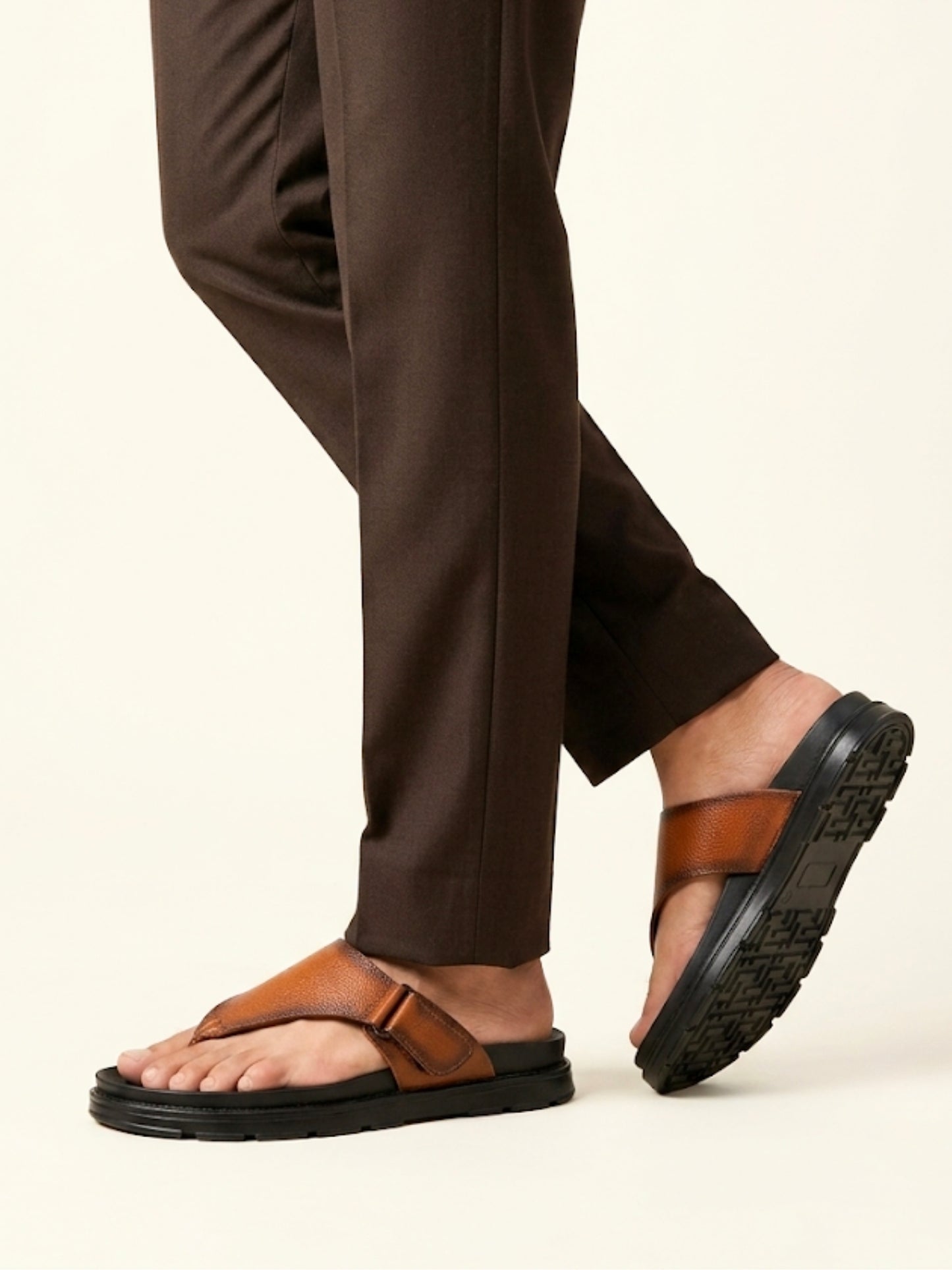 Men's Tan Thong-Strap Sandals