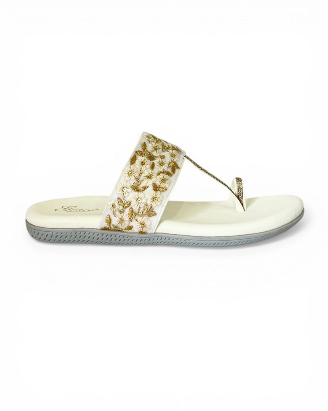 White ethnic comfort sandals