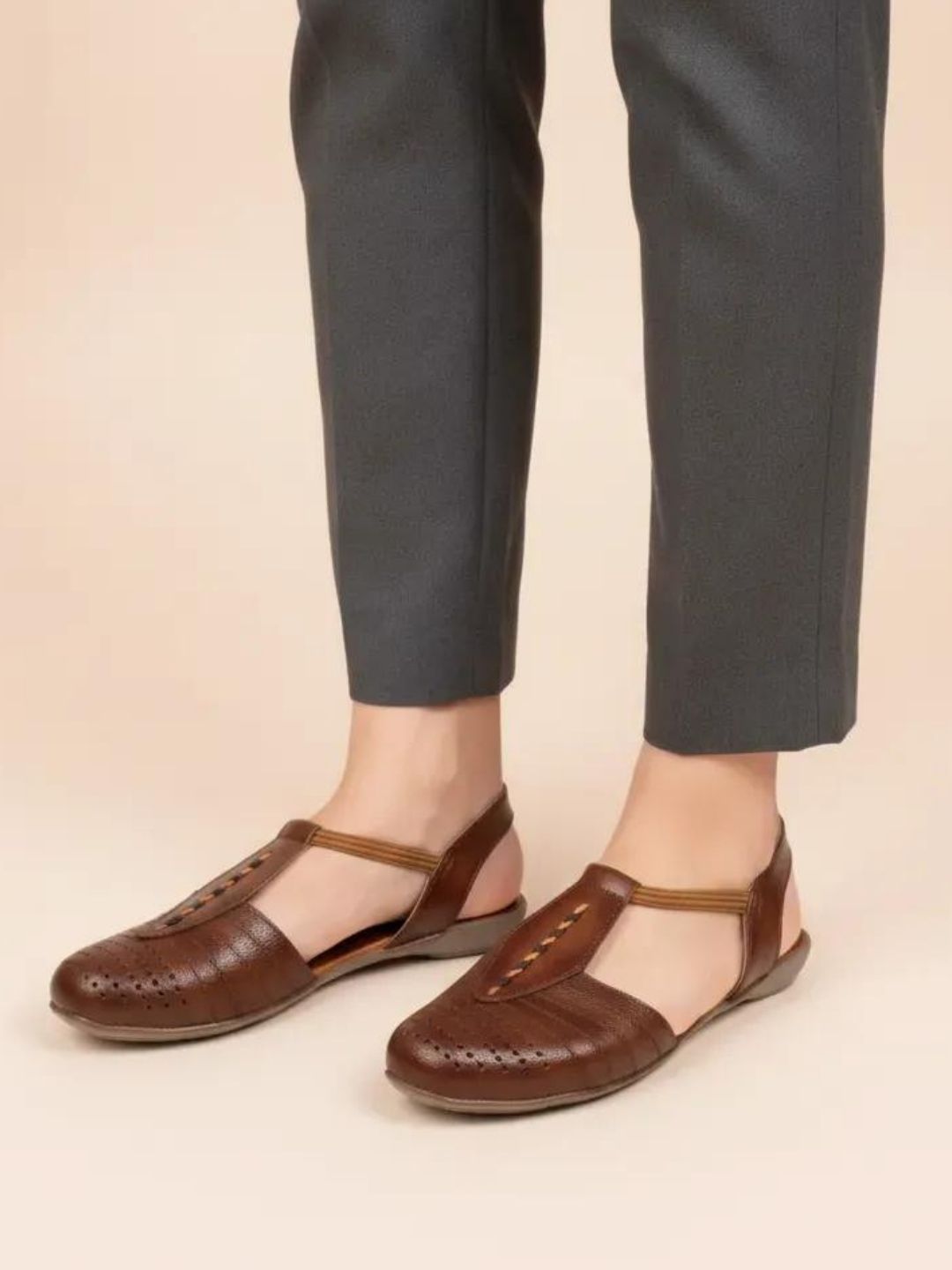 Tan Closed-Toe Sandals