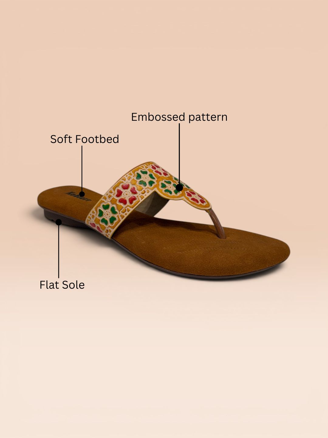 Beige Ethnic Slip-On Sandals