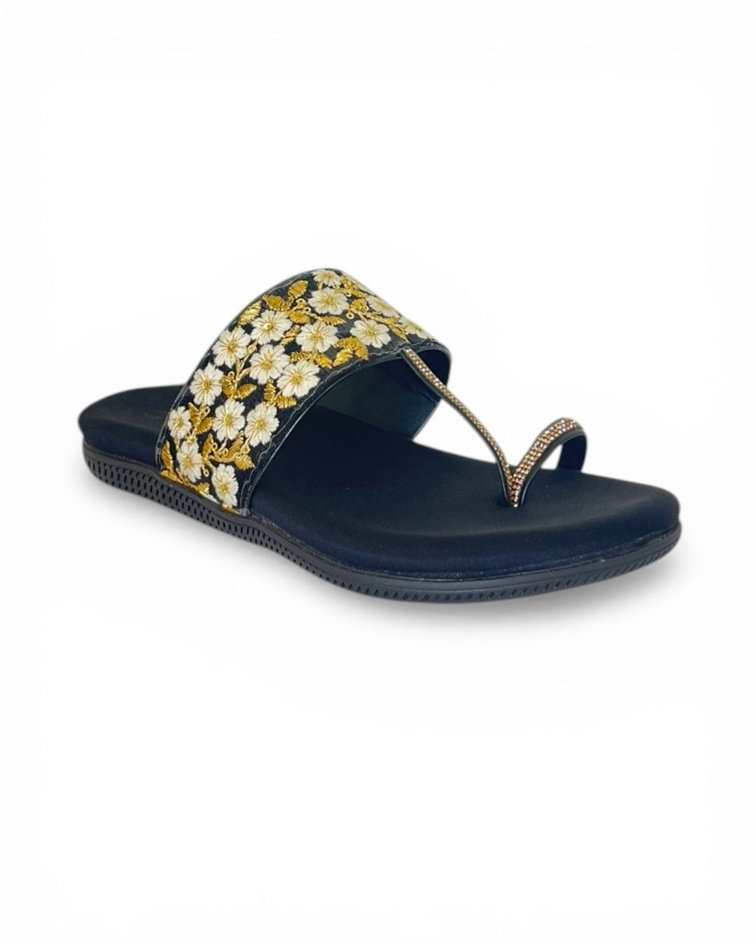 Black ehnic comfort sandals