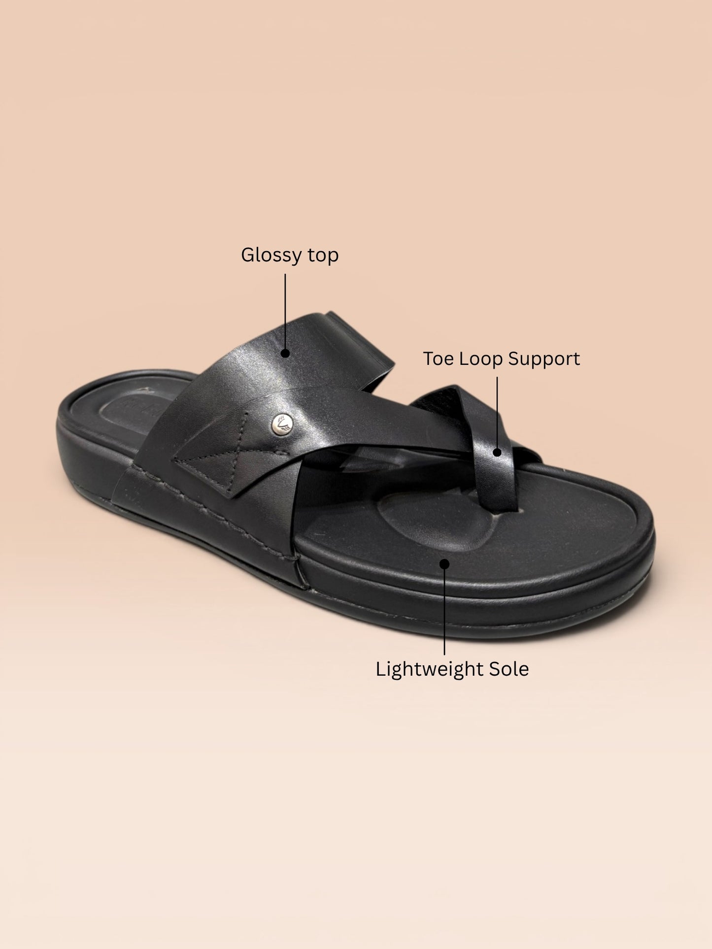 Men's Black Toe-Loop Sandals
