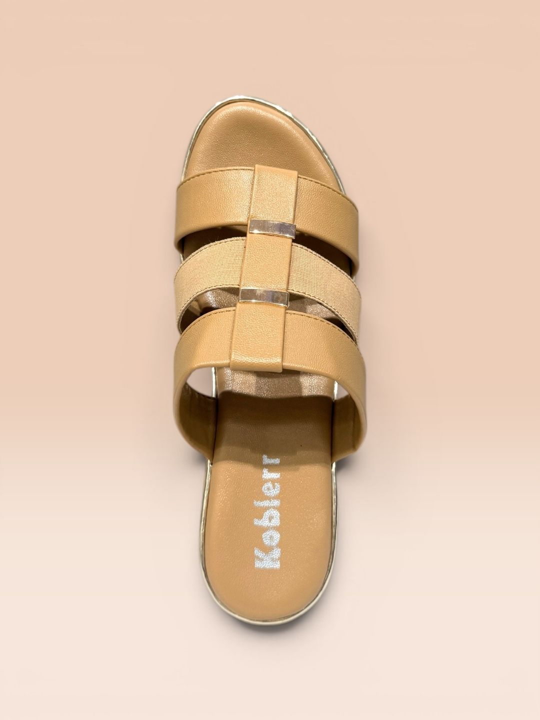 Beige Comfort Wedge Slip-On Sandals