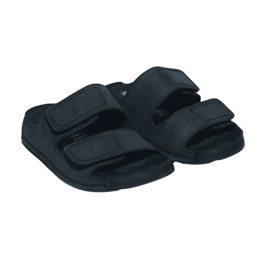 Black Adjustable Velcro Strap Sandals