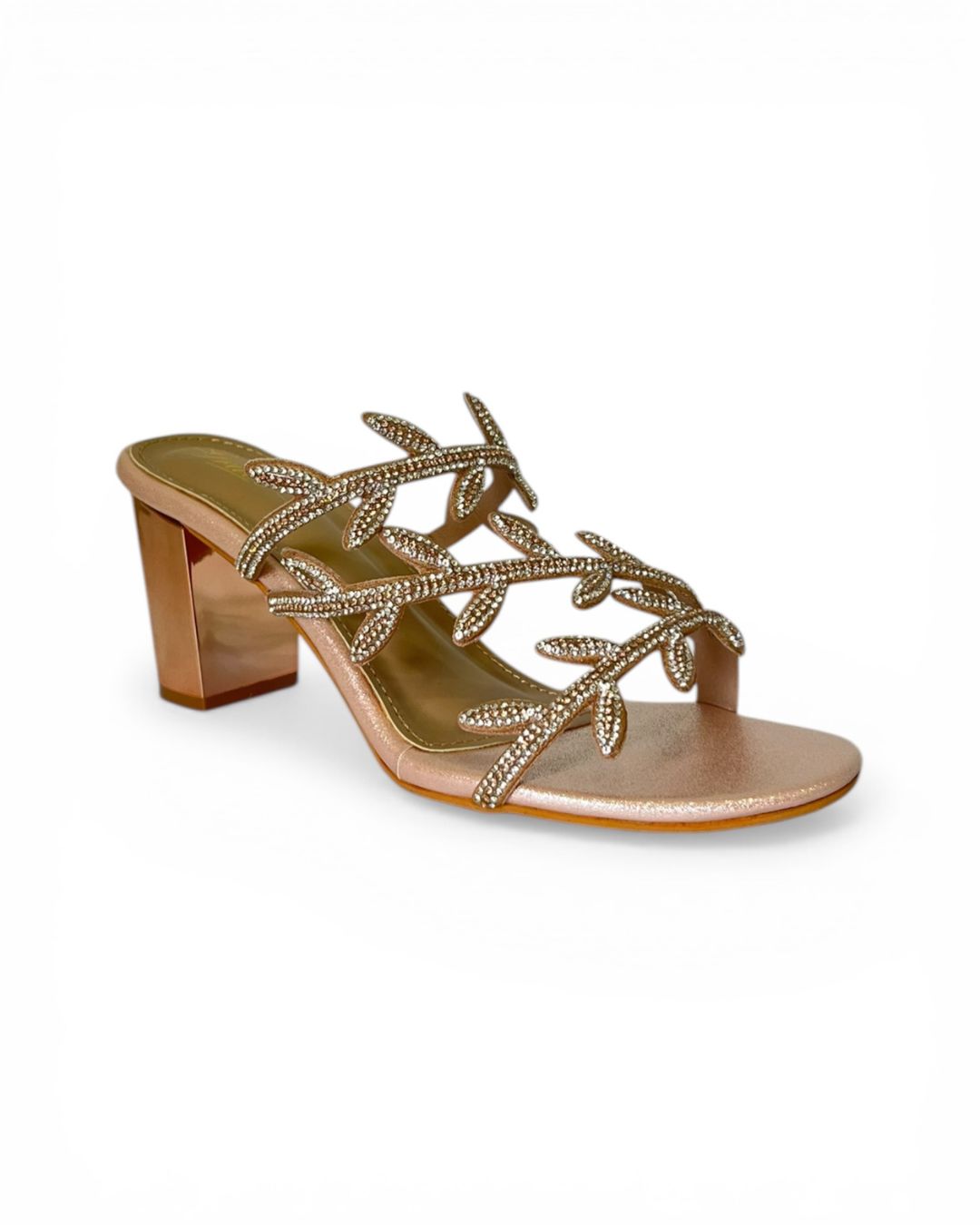 Rose Gold Embellished Block Heels