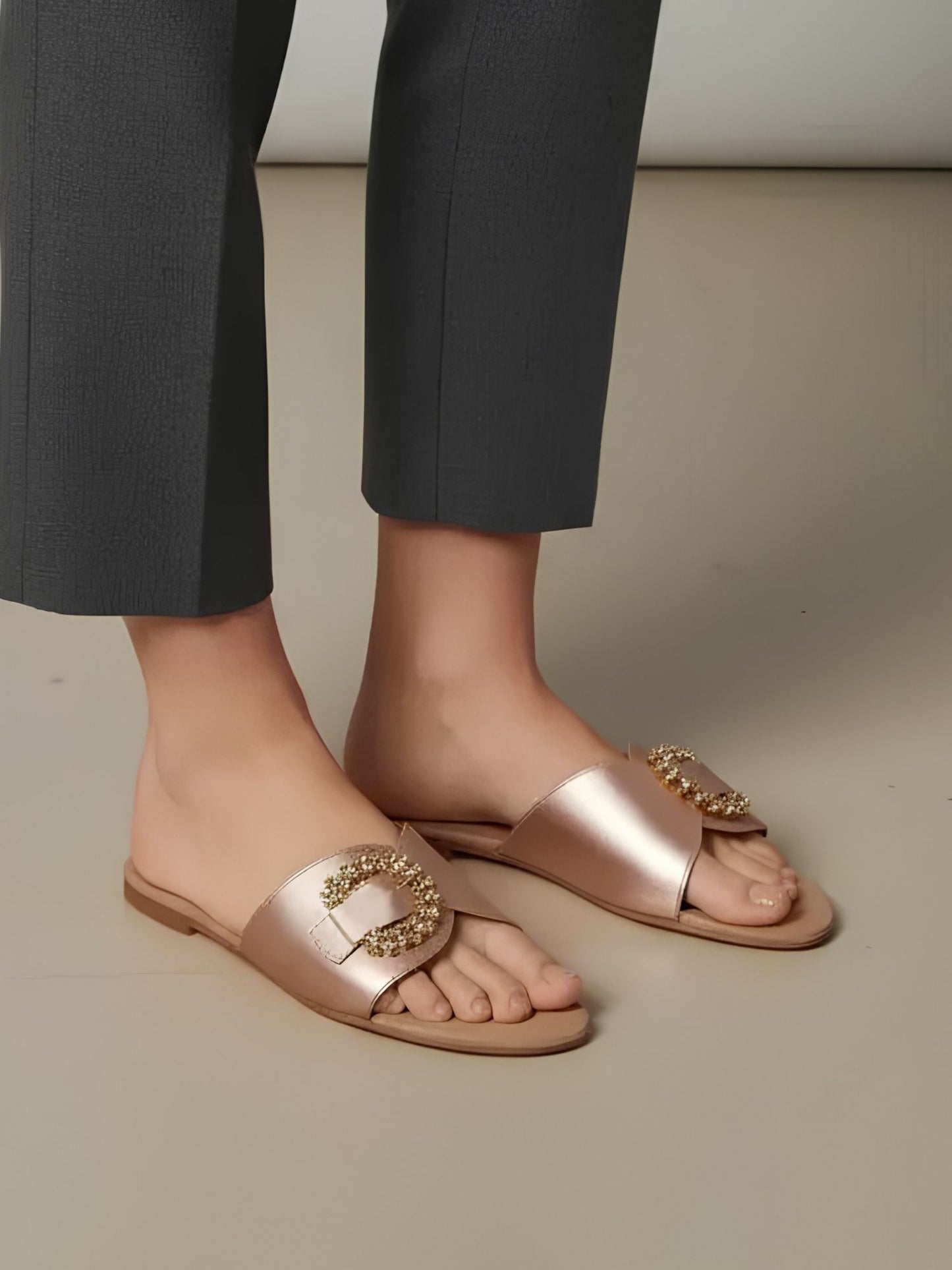 Rose Buckle Clip Flats