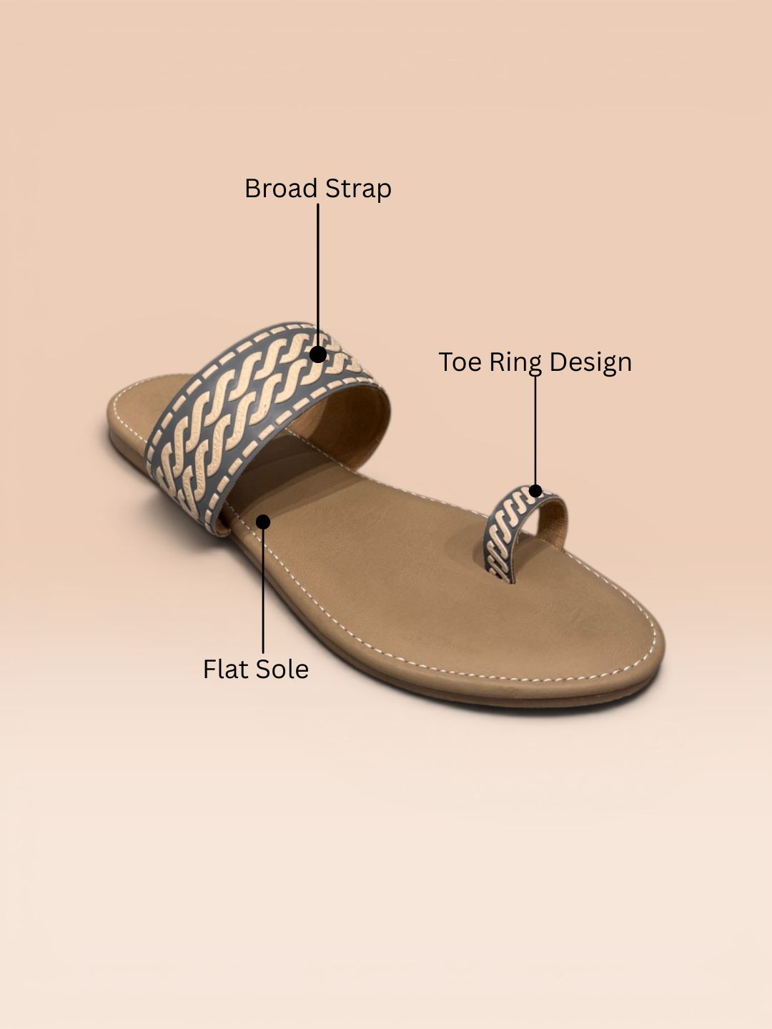 Grey Casual Toe-ring Sandals