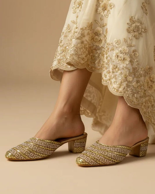 Gold Embellished Ethnic Mules