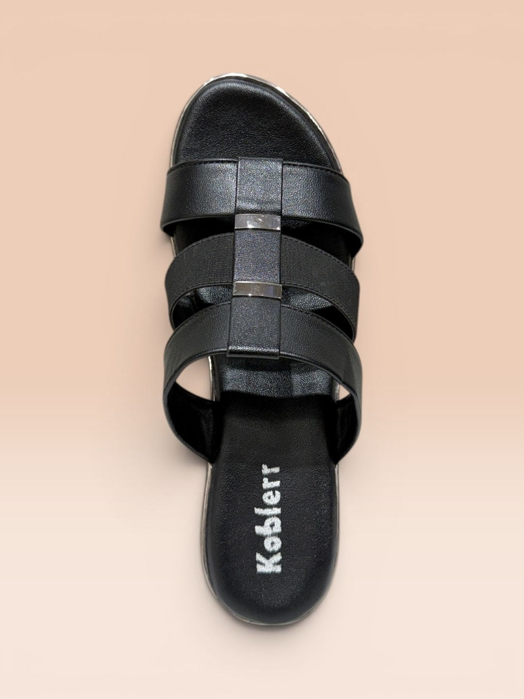 Black Comfort Wedge Slip-On Sandals
