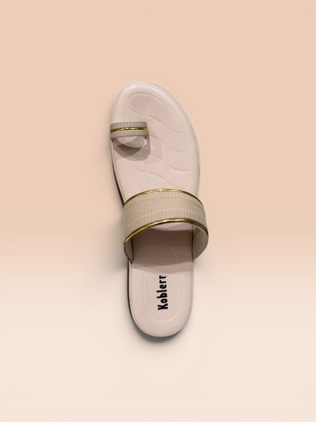 Cream Toe-ring Casual Flats
