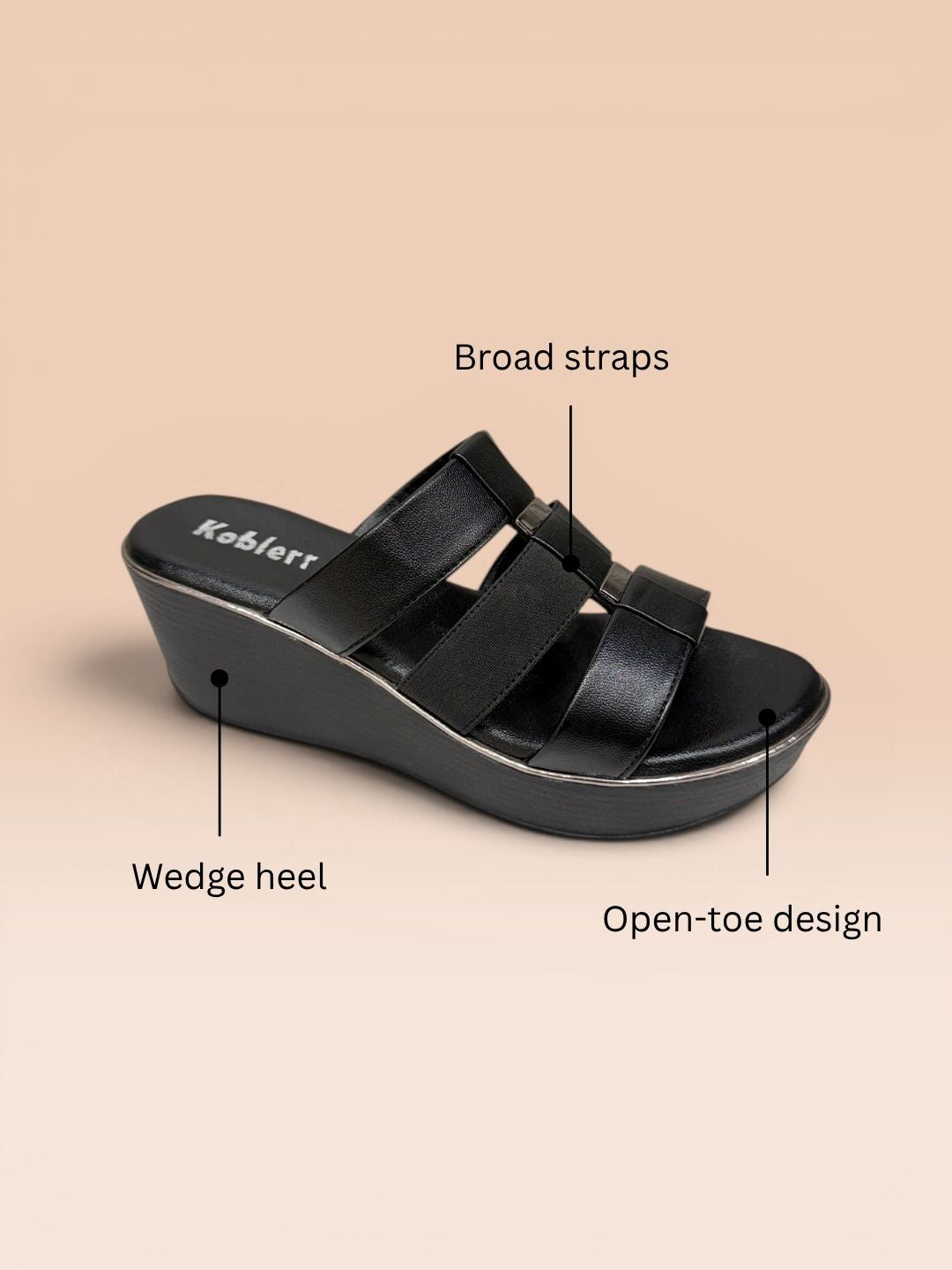 Black Comfort Wedge Slip-On Sandals