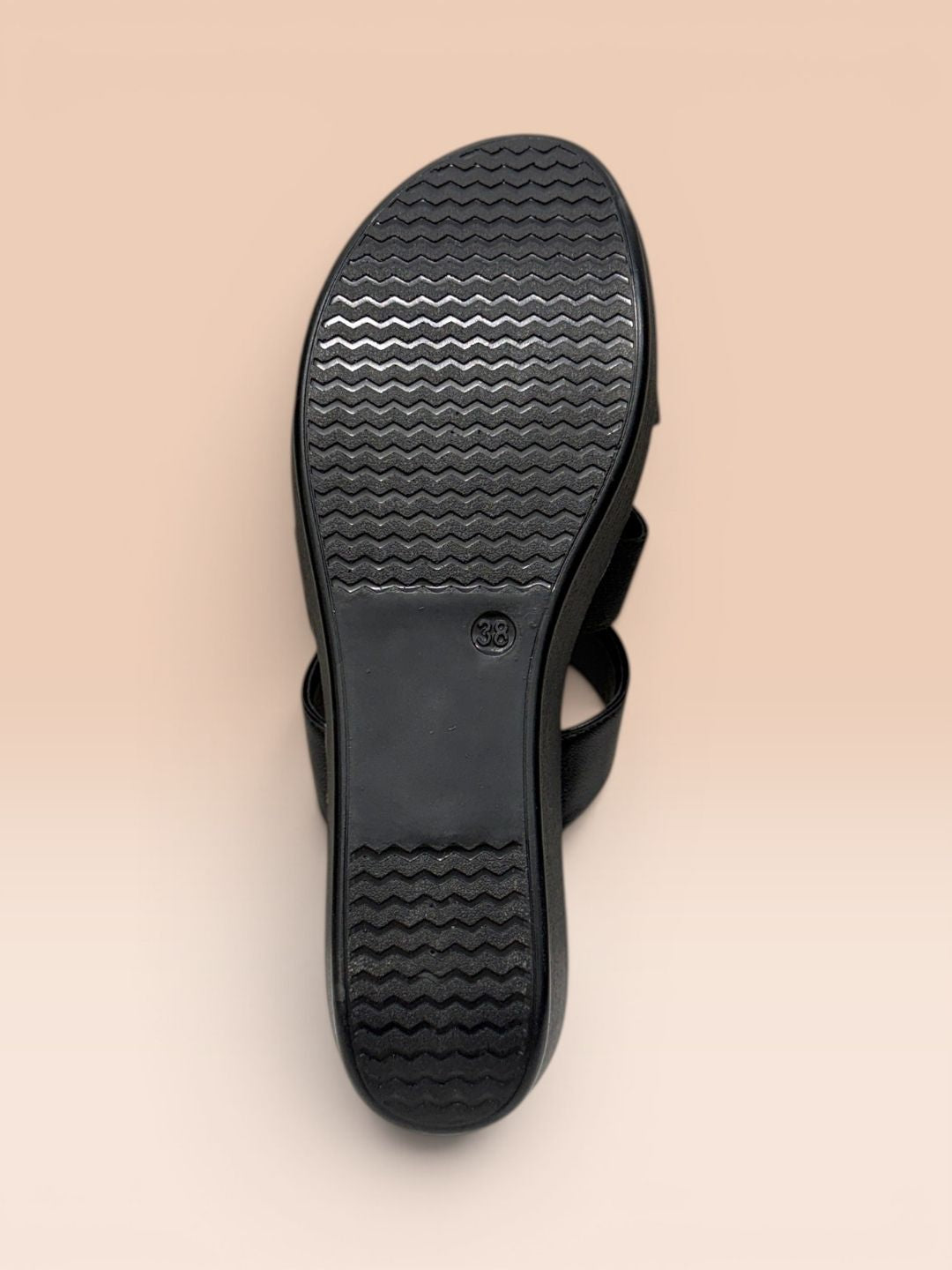 Black Comfort Wedge Slip-On Sandals