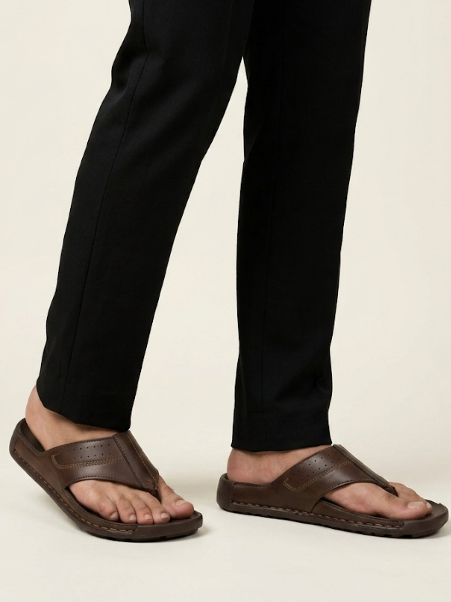 Men's Brown Thong-Strap Sandals