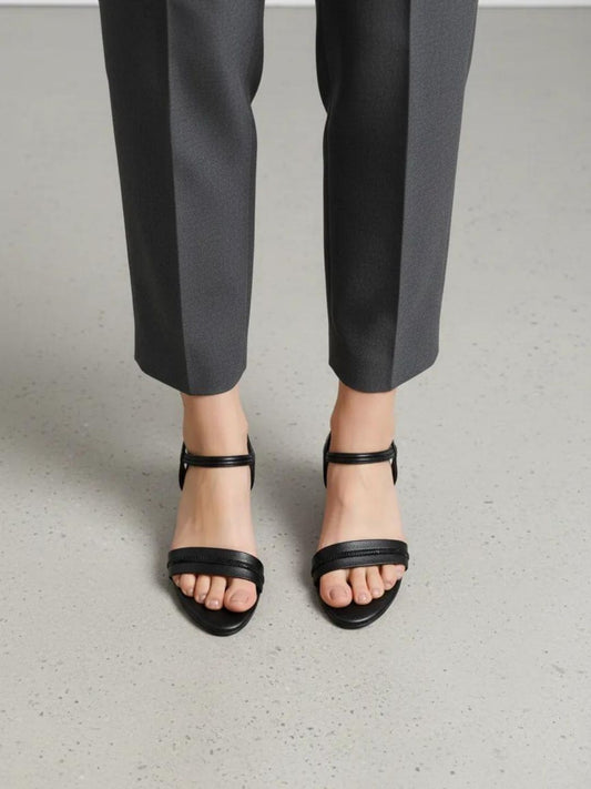 Black Casual Block Heel Sandals