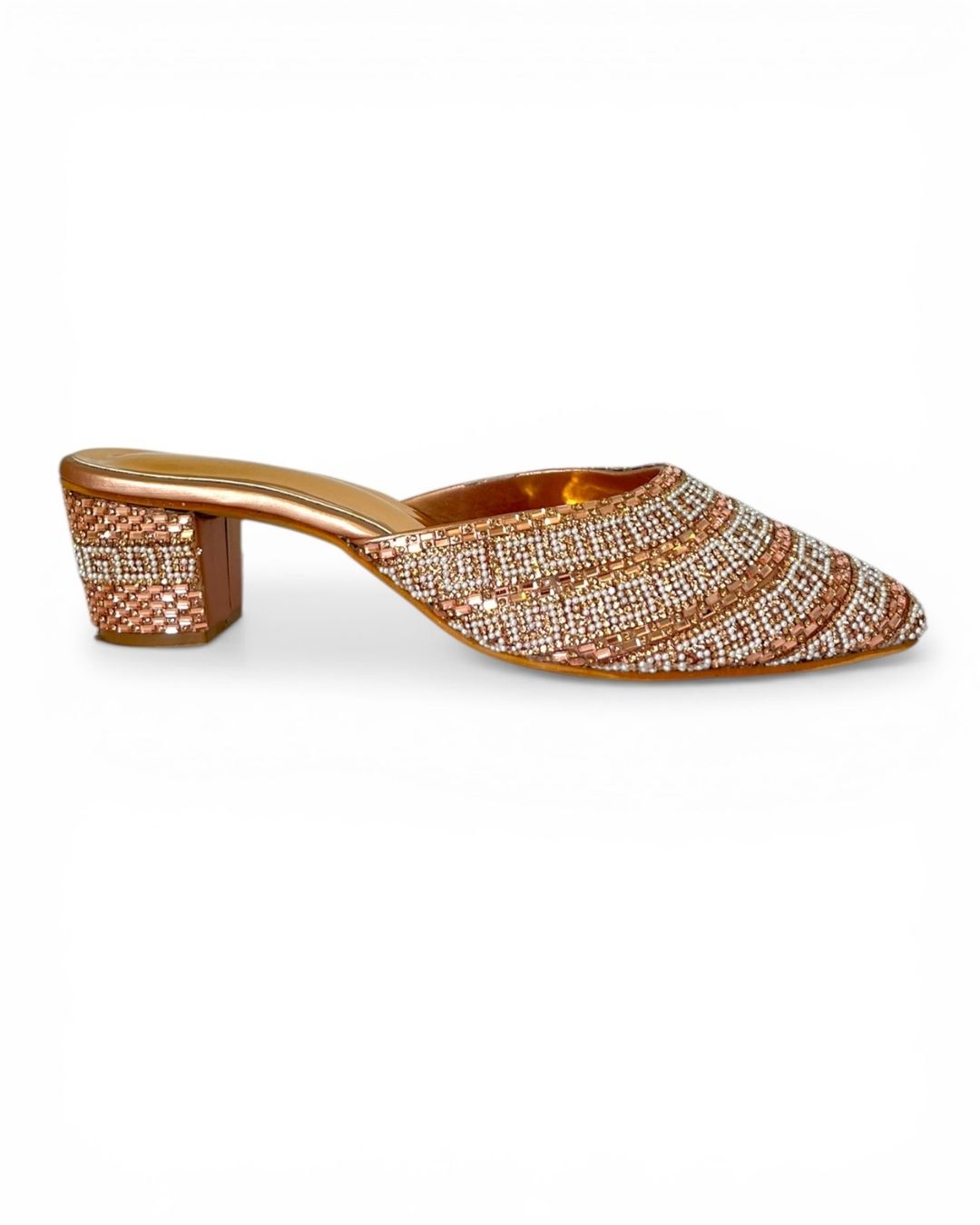 Rose Gold Embellished Ethnic Mules