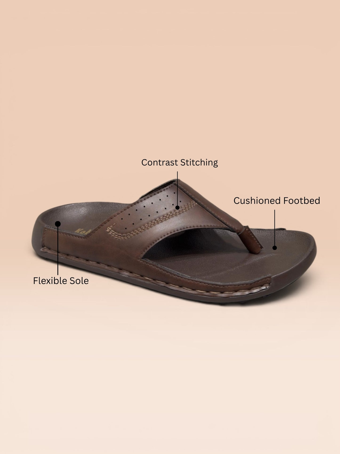 Men's Brown Thong-Strap Sandals
