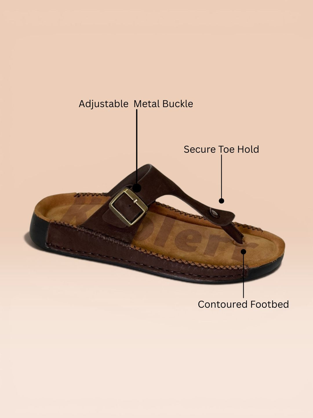 Brown T-strap Buckle Sandals