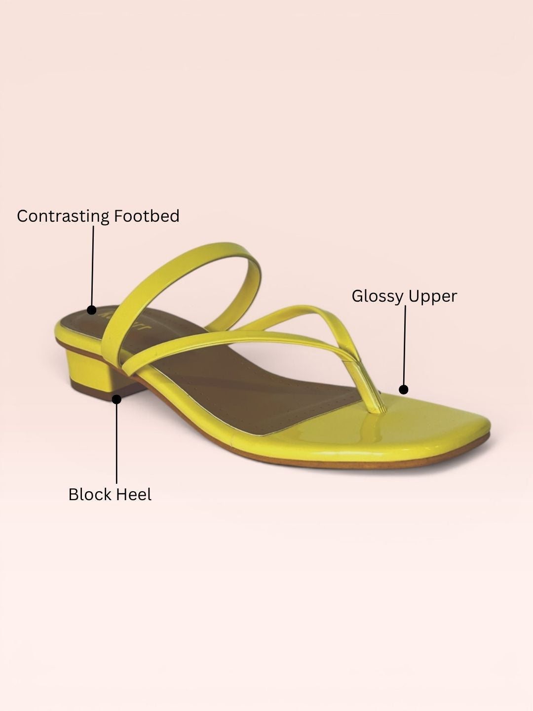 Yellow Casual Block Heel