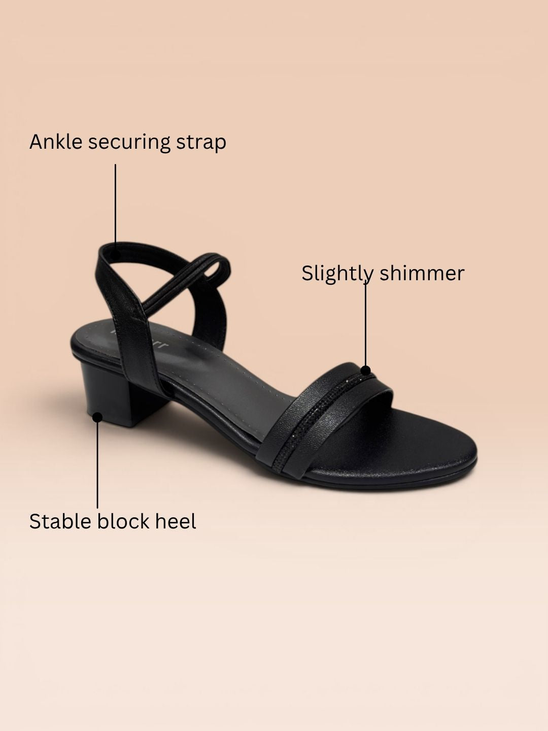 Black Casual Block Heel Sandals