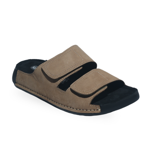 Beige Adjustable Velcro Strap Sandals