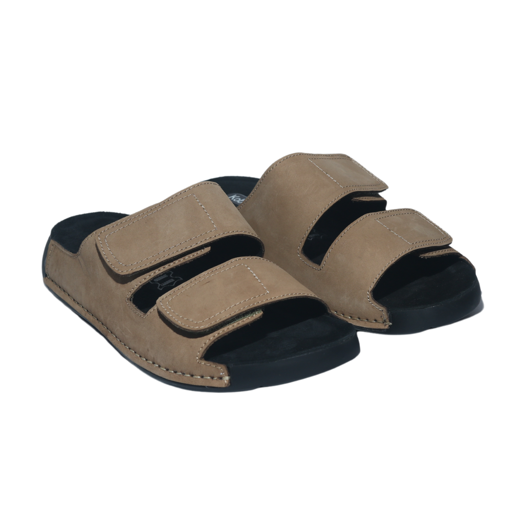 Beige Adjustable Velcro Strap Sandals