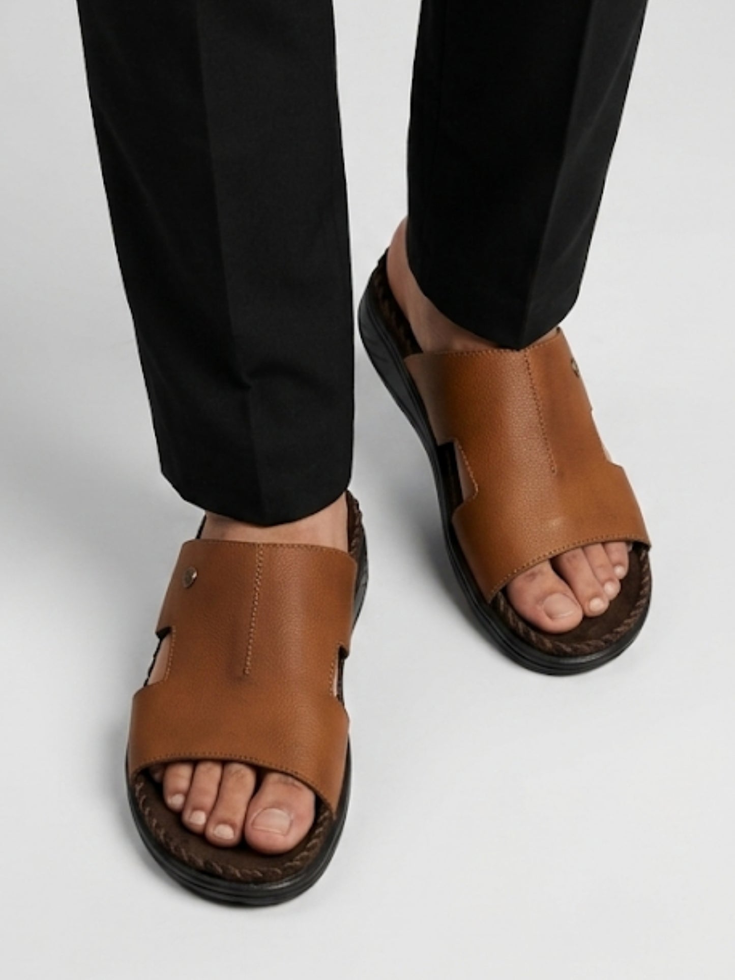 Men's Tan Open-Toe Comfort Sandals