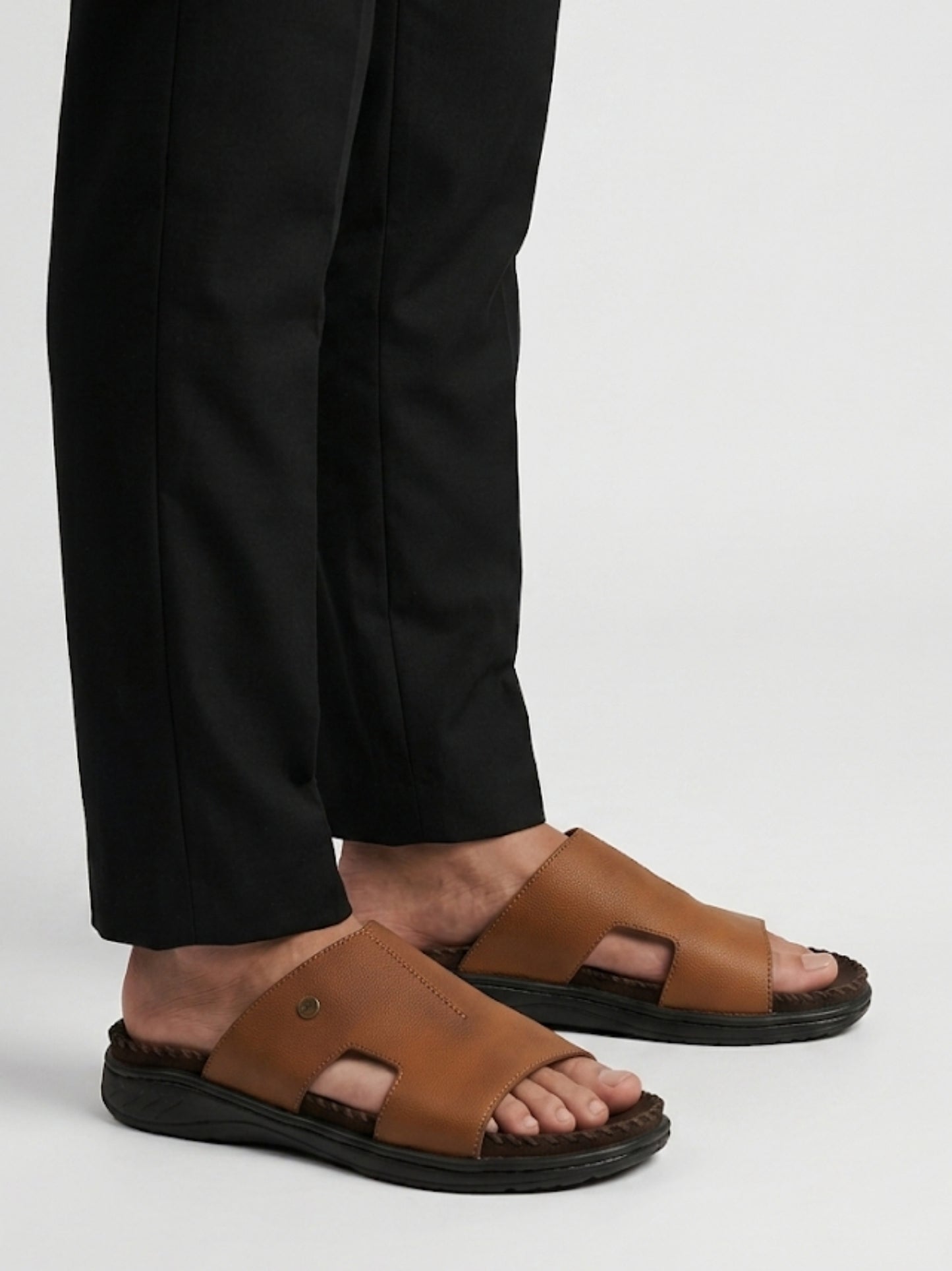 Men's Tan Open-Toe Comfort Sandals