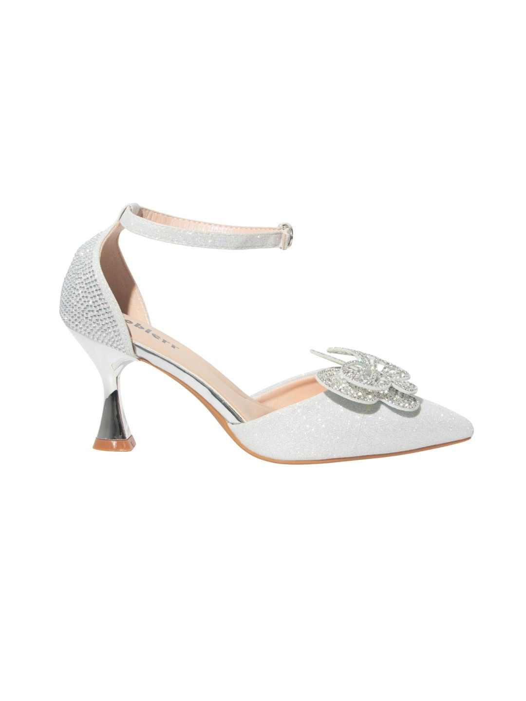 Silver Glittery Butterfly Heels