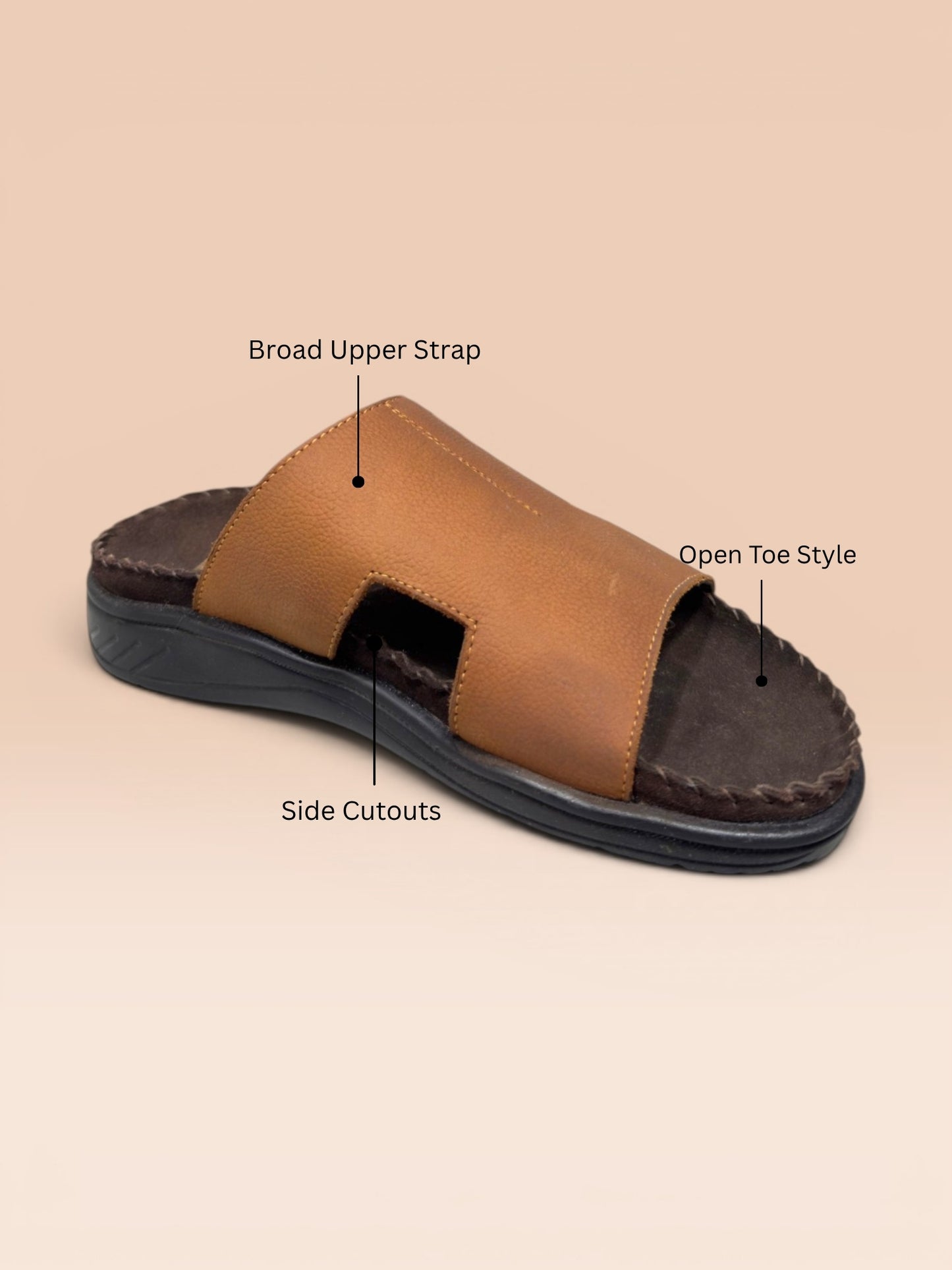 Men's Tan Open-Toe Comfort Sandals