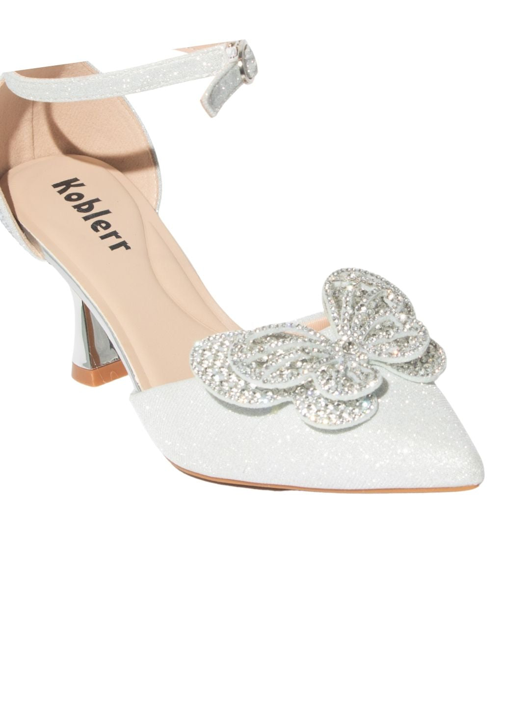 Silver Glittery Butterfly Heels