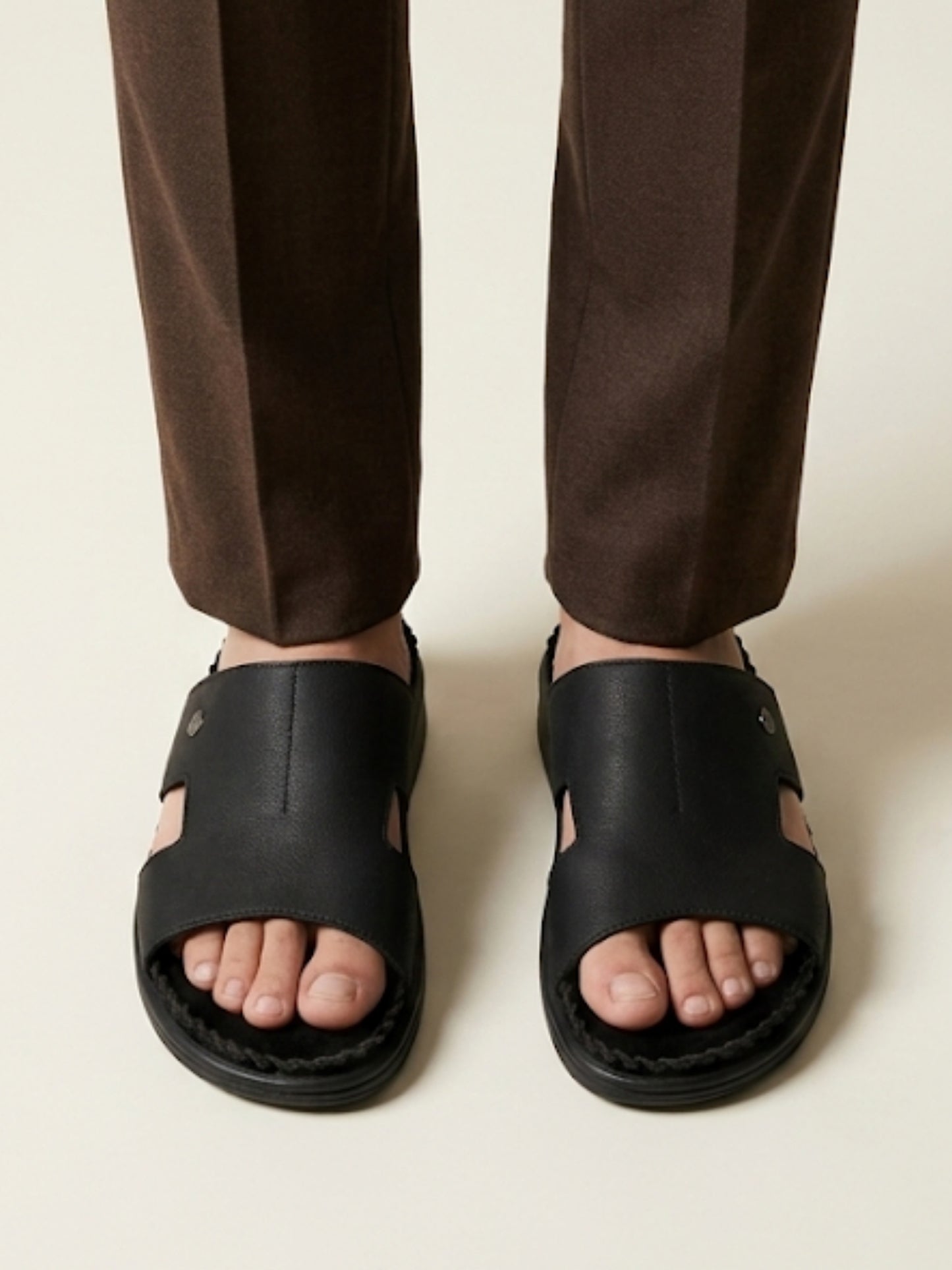 Men's Black Open-Toe Comfort Sandals
