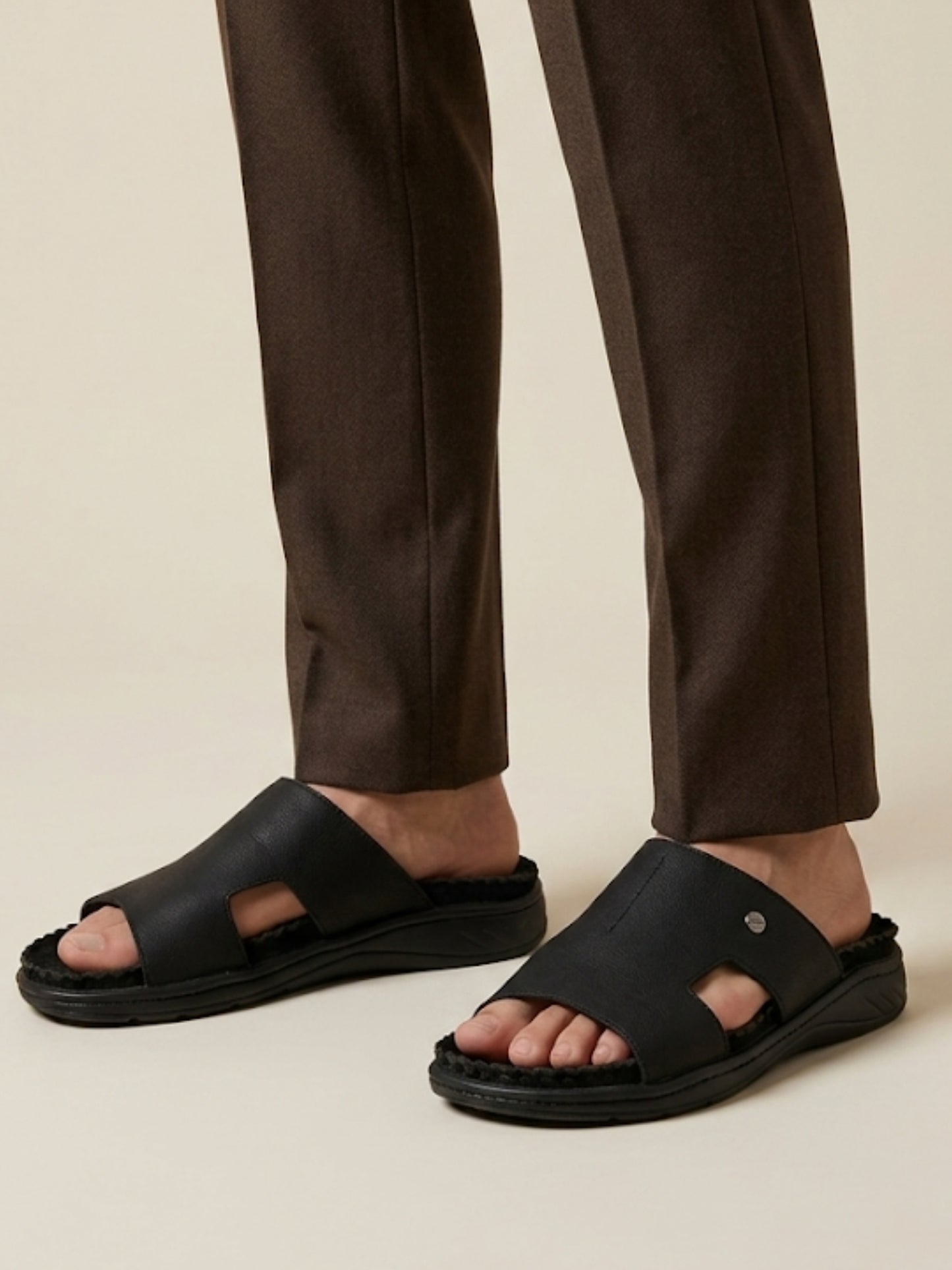 Men's Black Open-Toe Comfort Sandals