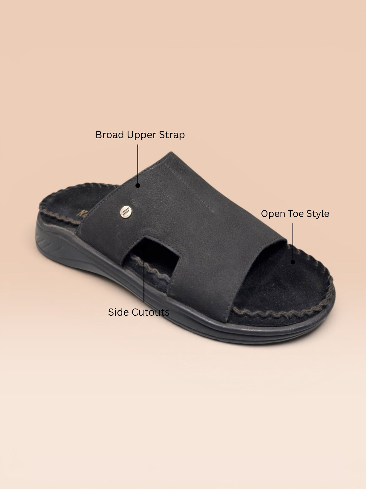 Men's Black Open-Toe Comfort Sandals