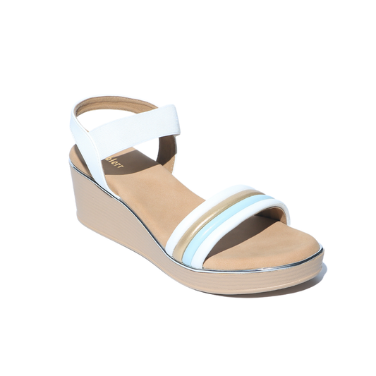 White Double Strap Wedges