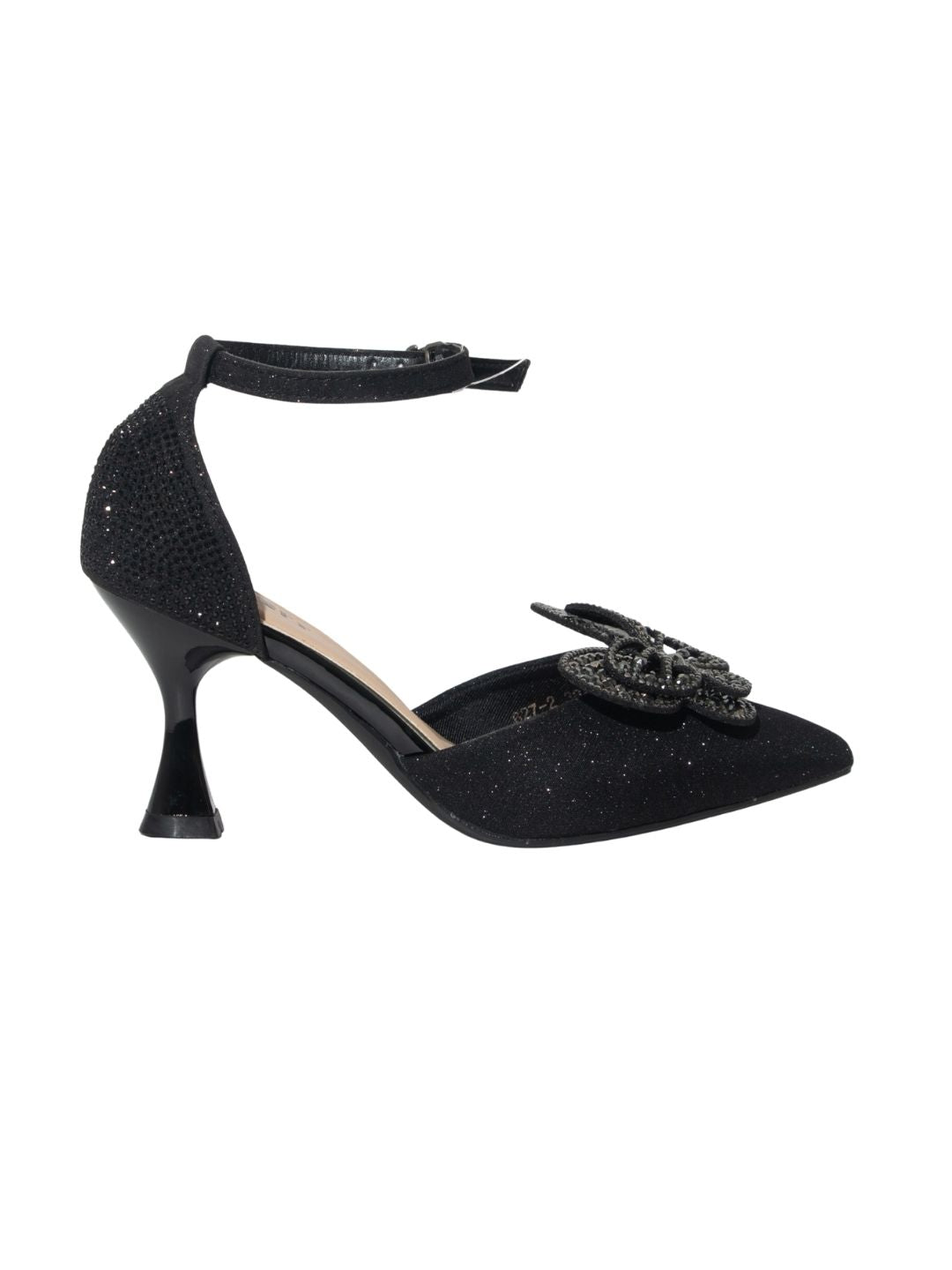 Black Glittery Butterfly Heels
