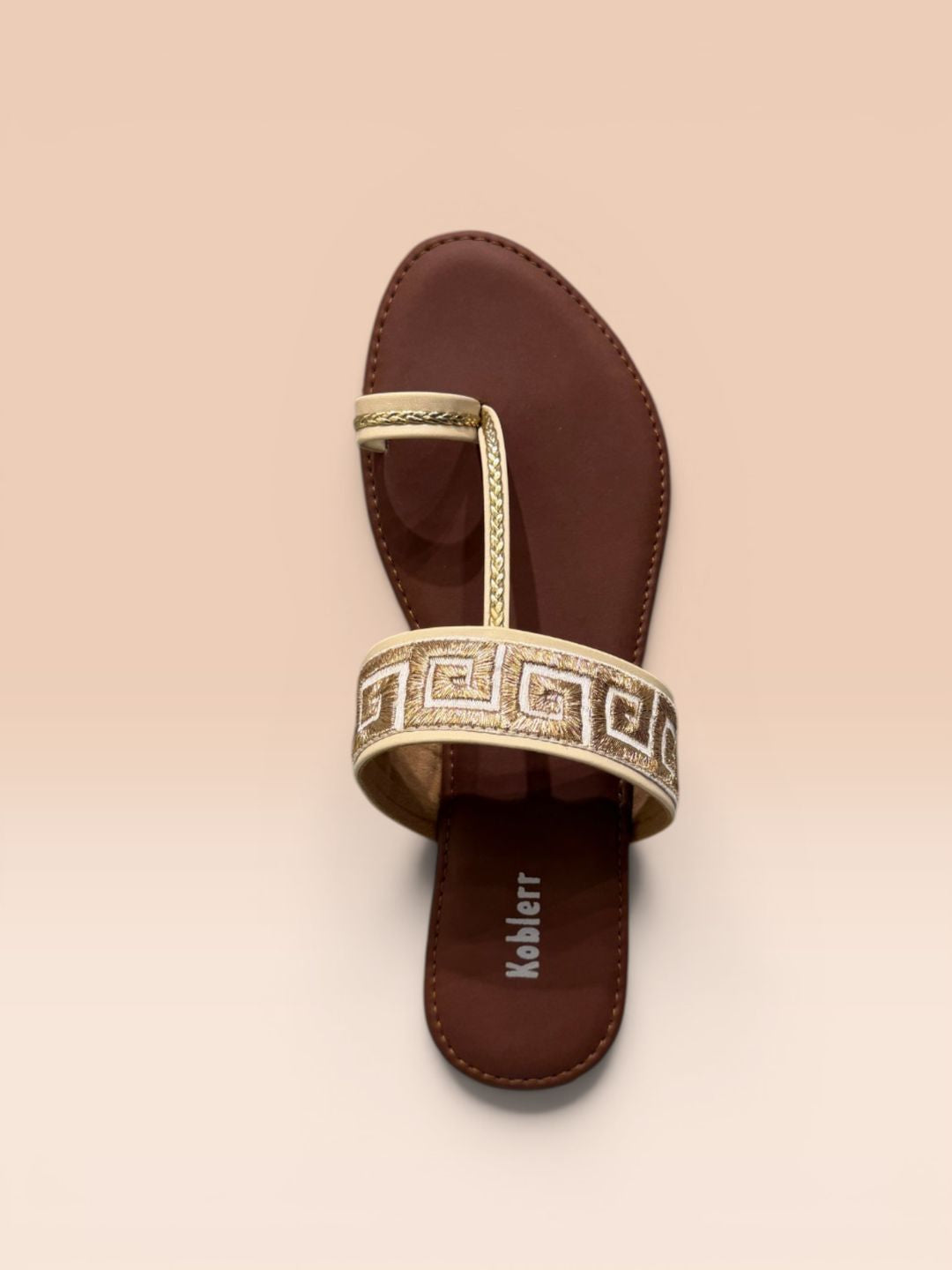 Beige Toe-ring Ethnic Flats