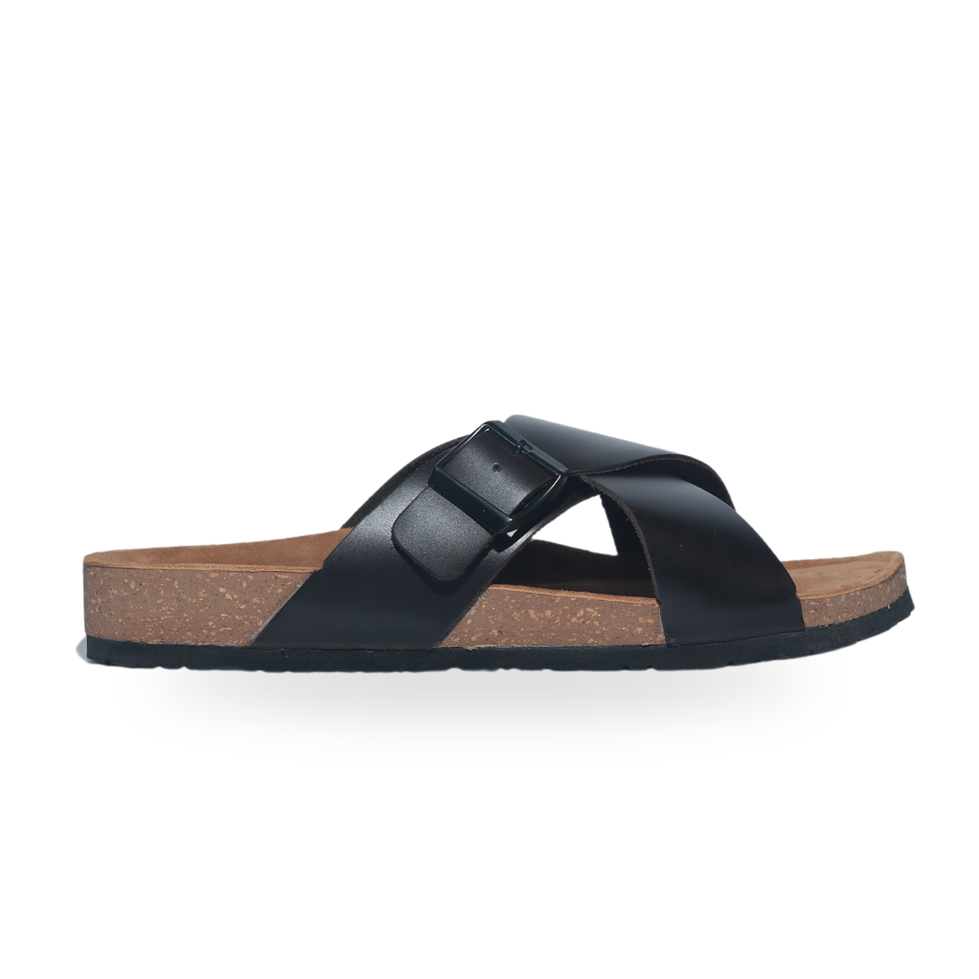 Brown Buckle Cross Strap Sandals