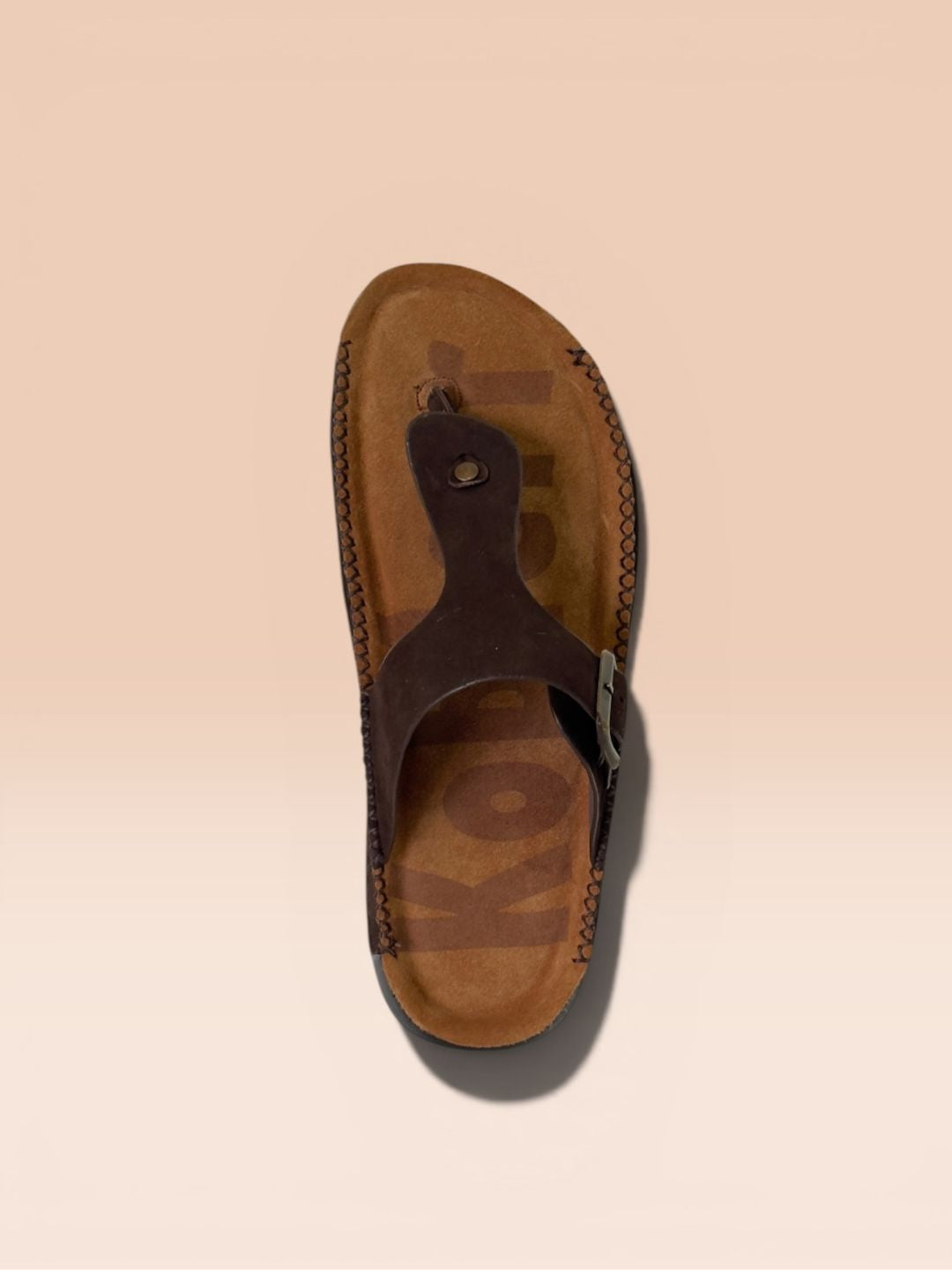 Brown T-strap Buckle Sandals