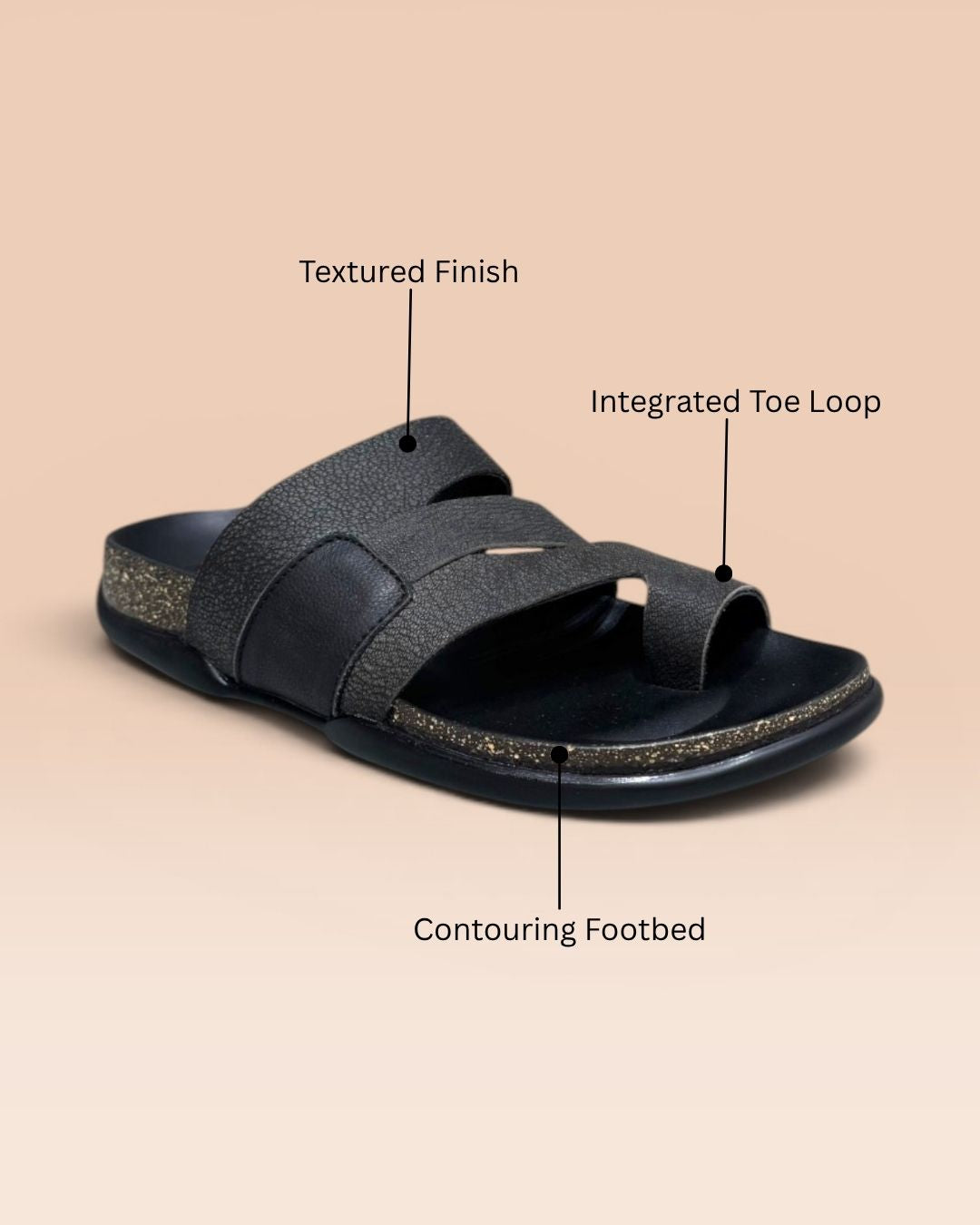 Black Comfort Leather Sandals