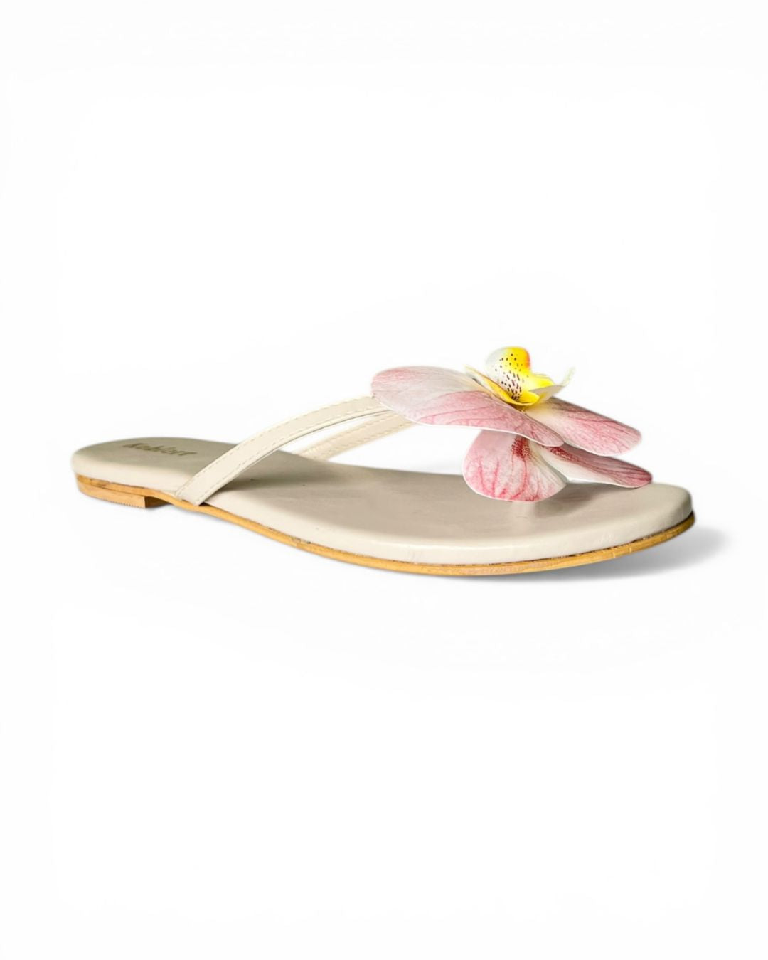 Beige Orchid Floral Flats