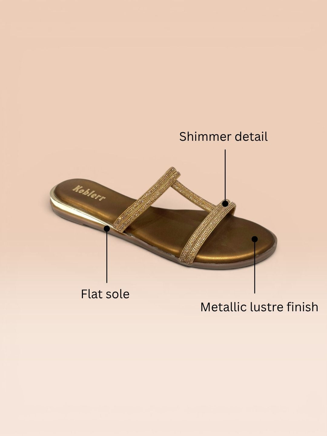 Tan Shimmer Flat Sandals