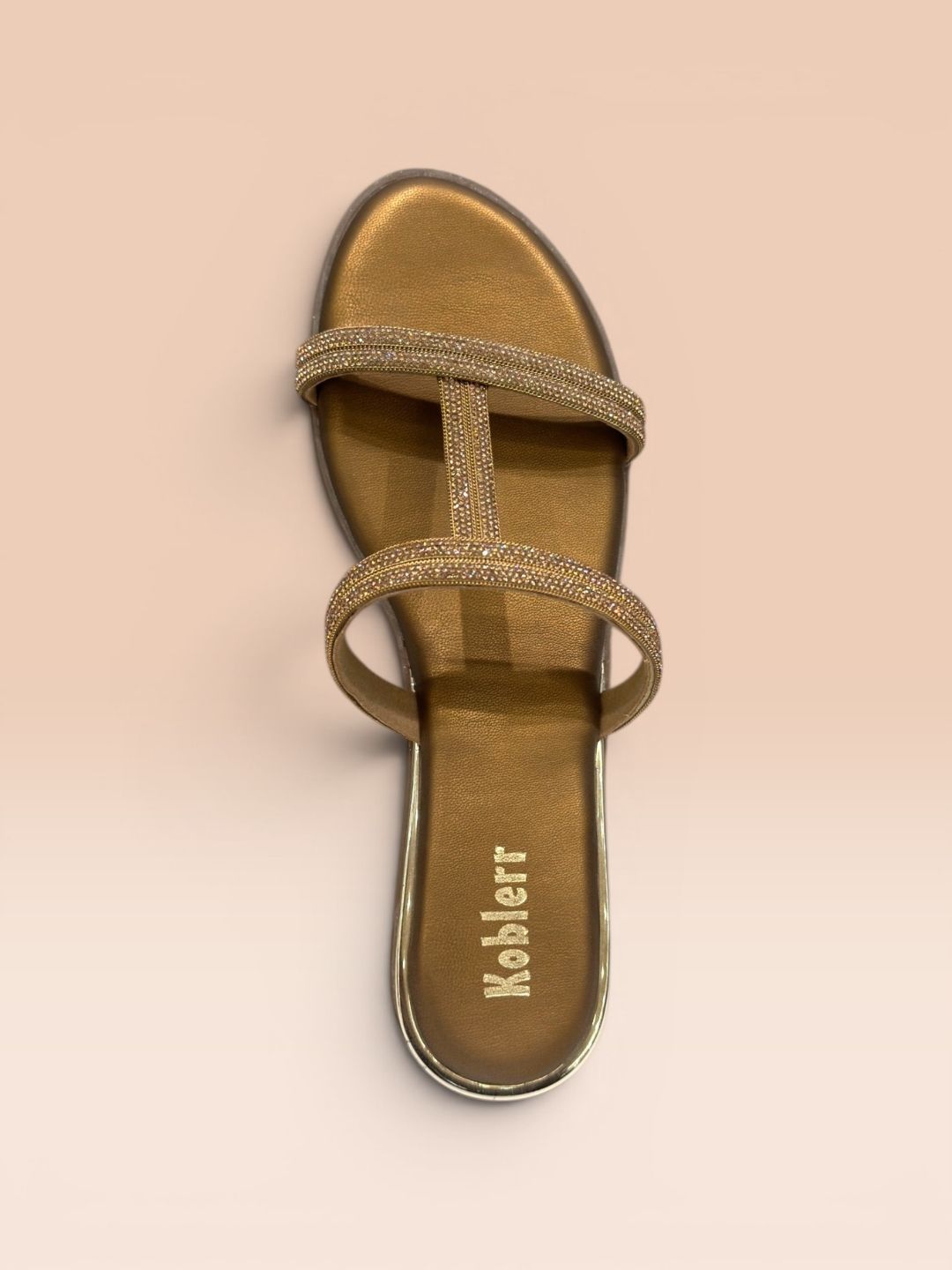Tan Shimmer Flat Sandals