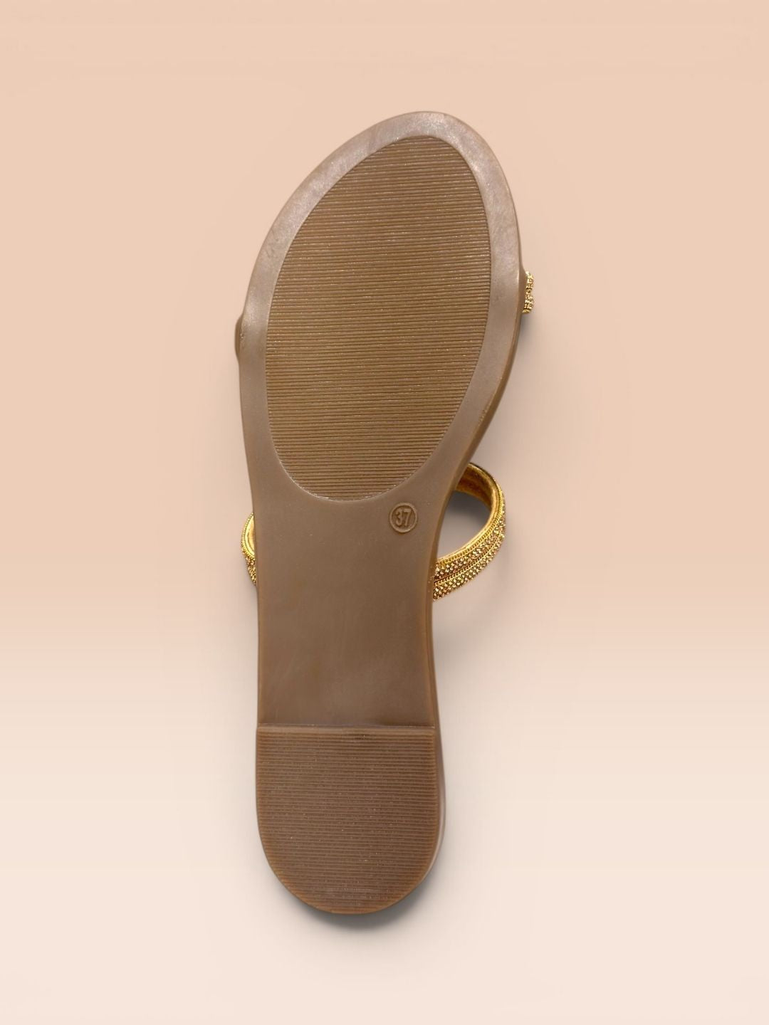 Tan Shimmer Flat Sandals